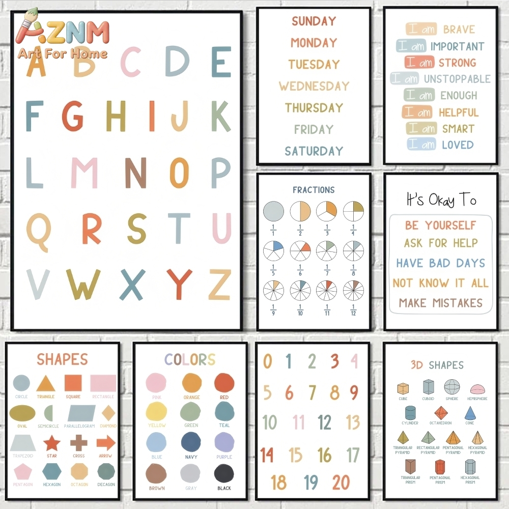 Kids Educational Poster - AZNM – toile murale éducative sans