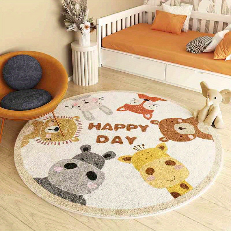 Happy Kids Education - Tapis rond en flanelle Happy Animals,