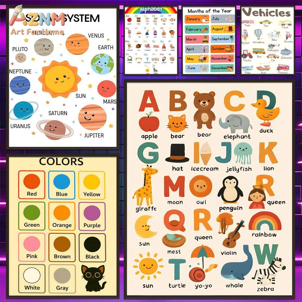 Kids Educational Poster - Affiches murales éducatives en toile AZNM