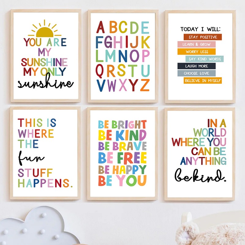Kids Educational Poster - Affiche éducative anglaise, alphabet, chiffres, couleurs,